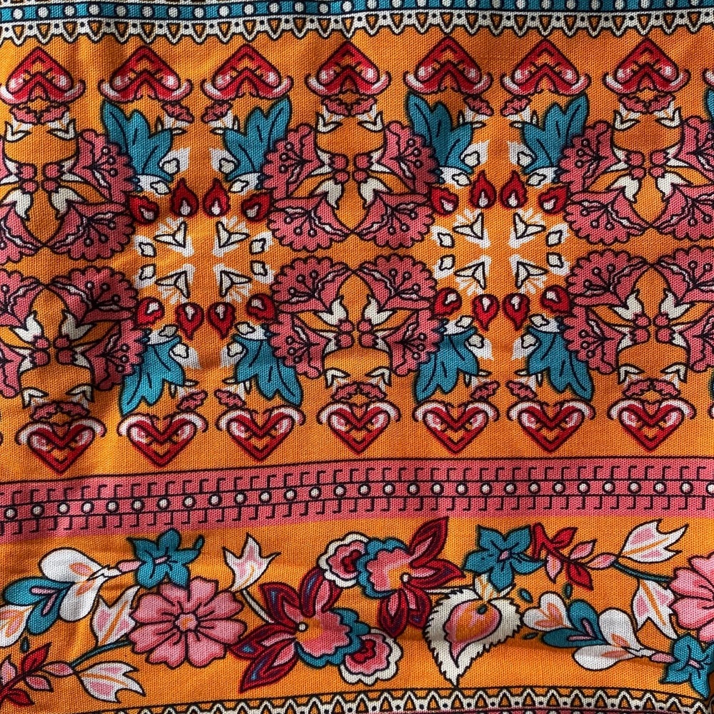 🧡 BOHO BLUE ORANGE MULTI FLORAL LOOSE FIT TOP! - Picture 8 of 8